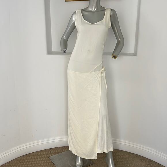 CLOTHES SARA STURGEON MAXI WRAP DRESS BEIGE SIZE 2 - Picture 9 of 14